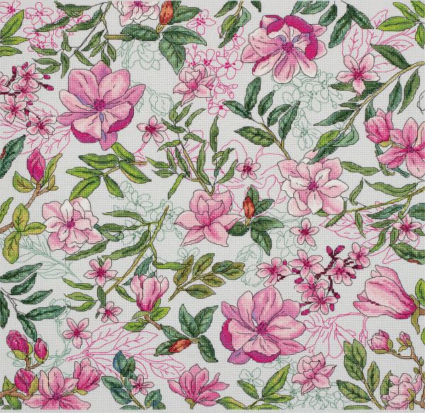 Набор для вышивания нитками Panna, Подушка. Магнолия, 40х40 см