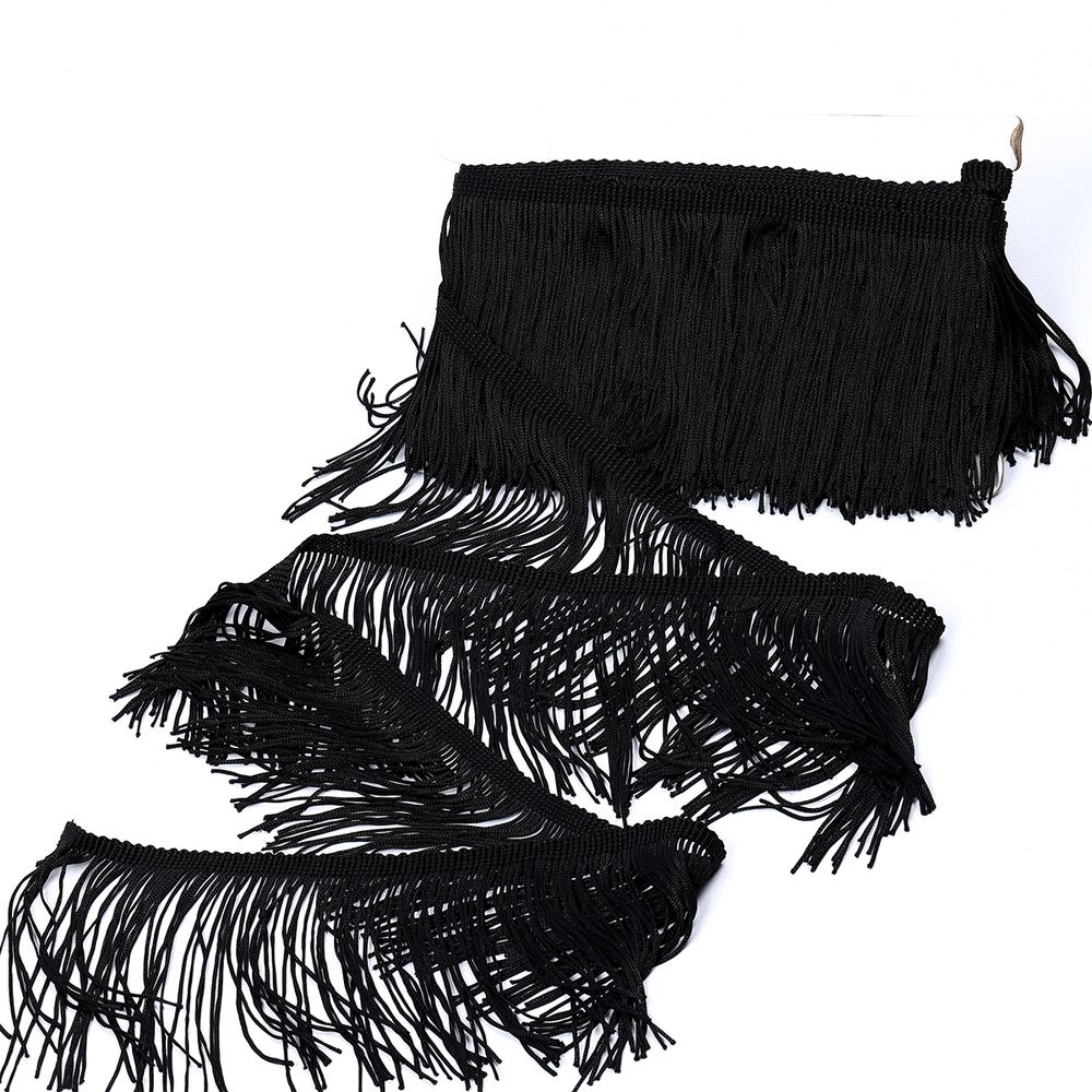 Бахрома отделочная широкая 150.0 мм / 4.5 метра, цв.черный