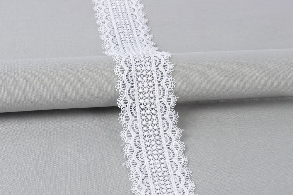 Кружево гипюр (плетёное) 50 мм, / 10±0.2 метра, GP001WH белый, Gamma GGM-5002 Кружево гипюр (плетёное) 50 мм, / 10±0.2 метра, GP001WH белый, Gamma GGM-5002