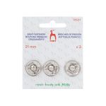 Кнопка пришивная металл 21 мм, серебристый, 3 шт, Pony, 76531