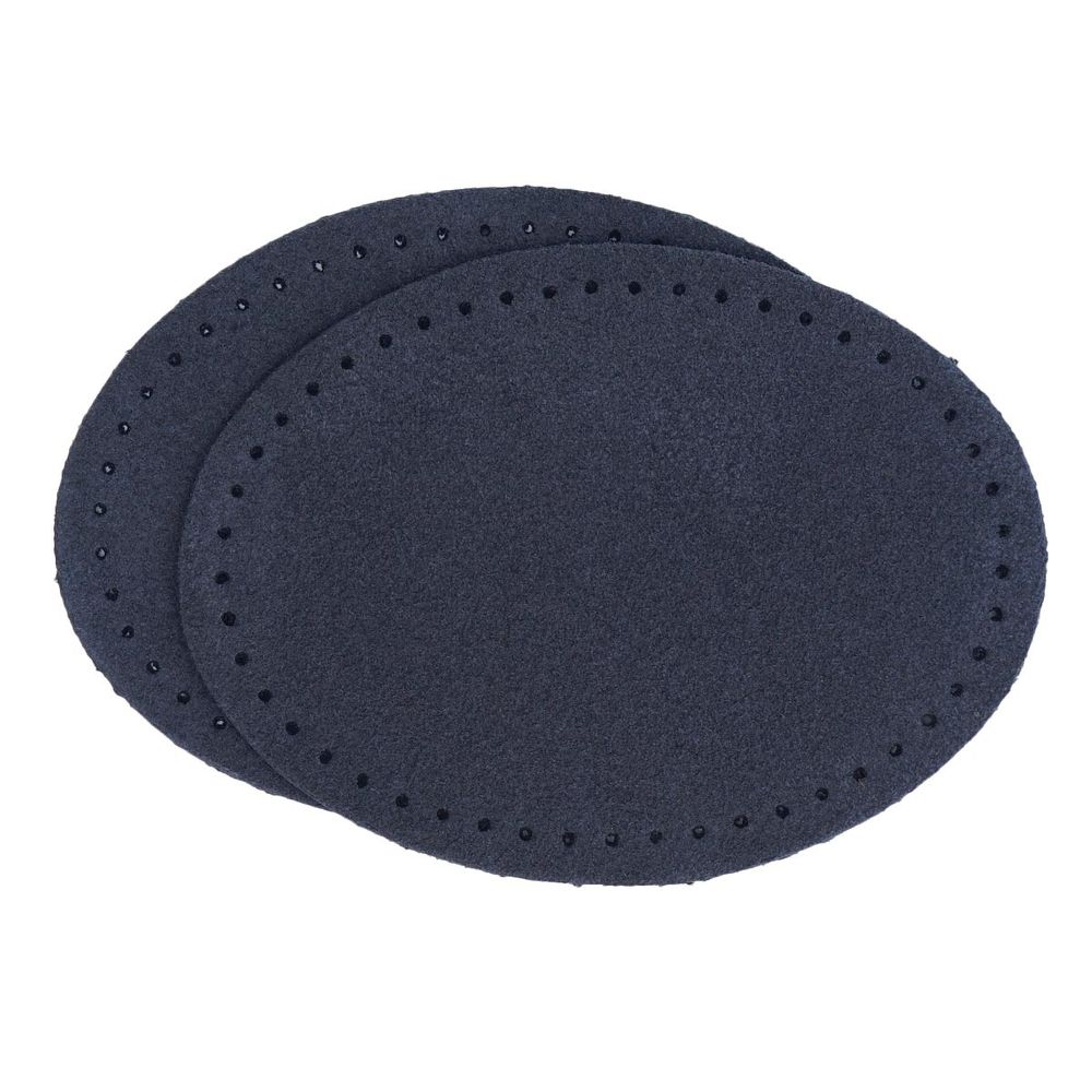 Заплатки пришивные из замши, овал 6х8,2см с перфорацией, 2 шт, 100% кожа, 22 темно-синий, 59114