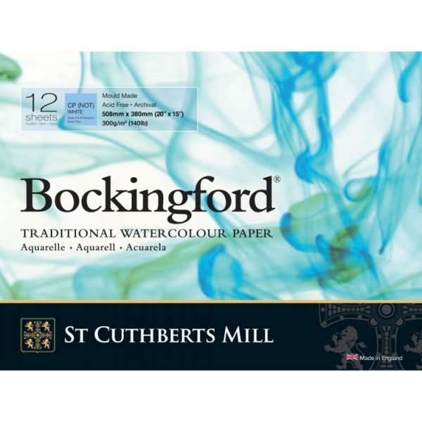 Альбом для акварели Bockingford CP 300 г/м², 38х51 см, склейка с одной стороны 12 л, среднезернистая, St. Cuthberts Mill T47130001013Z