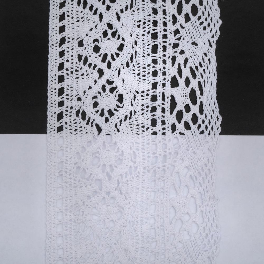 Кружево вязаное (тесьма) хлопковое 100 мм / 25 метров, рис100.01.172 (белый) С3749Г17