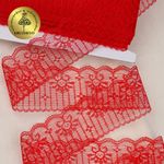 Кружево отделочное в стиле "трикотаж" 50 мм, диз. 283, цв.03 красный, уп. 27,4 м