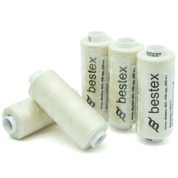 Нитки швейные бытовые Bestex 40/2, 365 м (400 ярд) / 10 кат., 152 бело-молочный