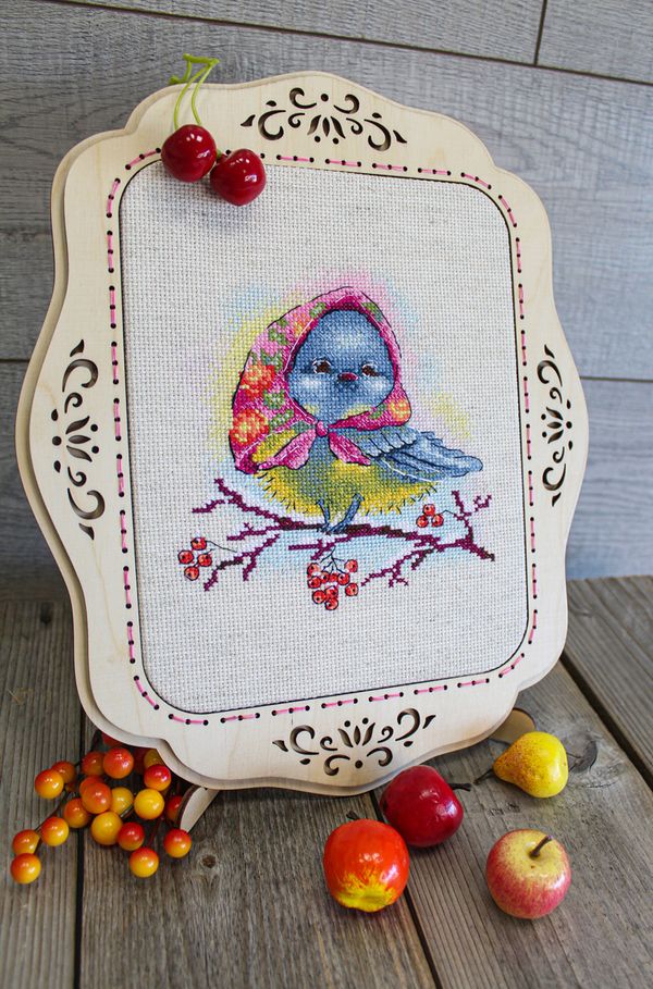 Набор для вышивания нитками МП Студия (Жар-птица), Нарядная синичка, 15х16 см