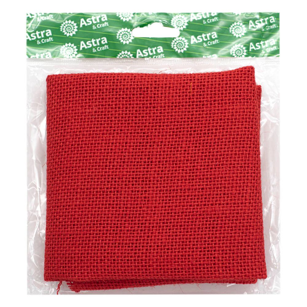 Ткань для рукоделия рогожка 100% лен 48х45см, красный