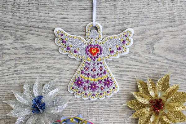 Набор для вышивания нитками МП Студия (Жар-птица), Игрушка из фетра Ангел 11х11 см