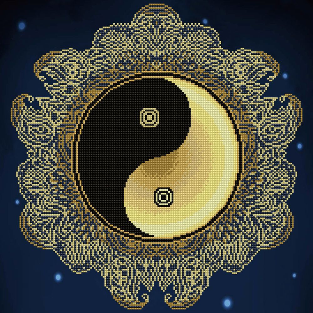 Алмазная (кристальная) мозаика Фрея, Инь-Ян, 50х50 см