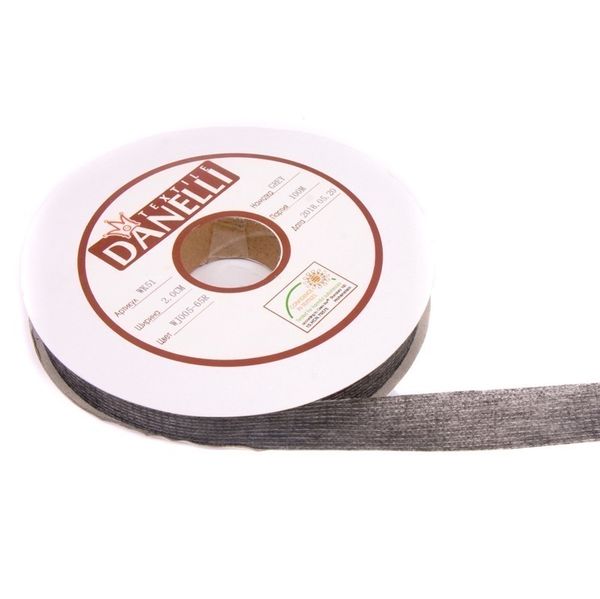 Лента клеевая нитепрошивная по долевой 45 г/м², 20 мм, точечный клей PA+PES, 100 метров, серый, L4YP44, Danelli, OEKO-TEX®