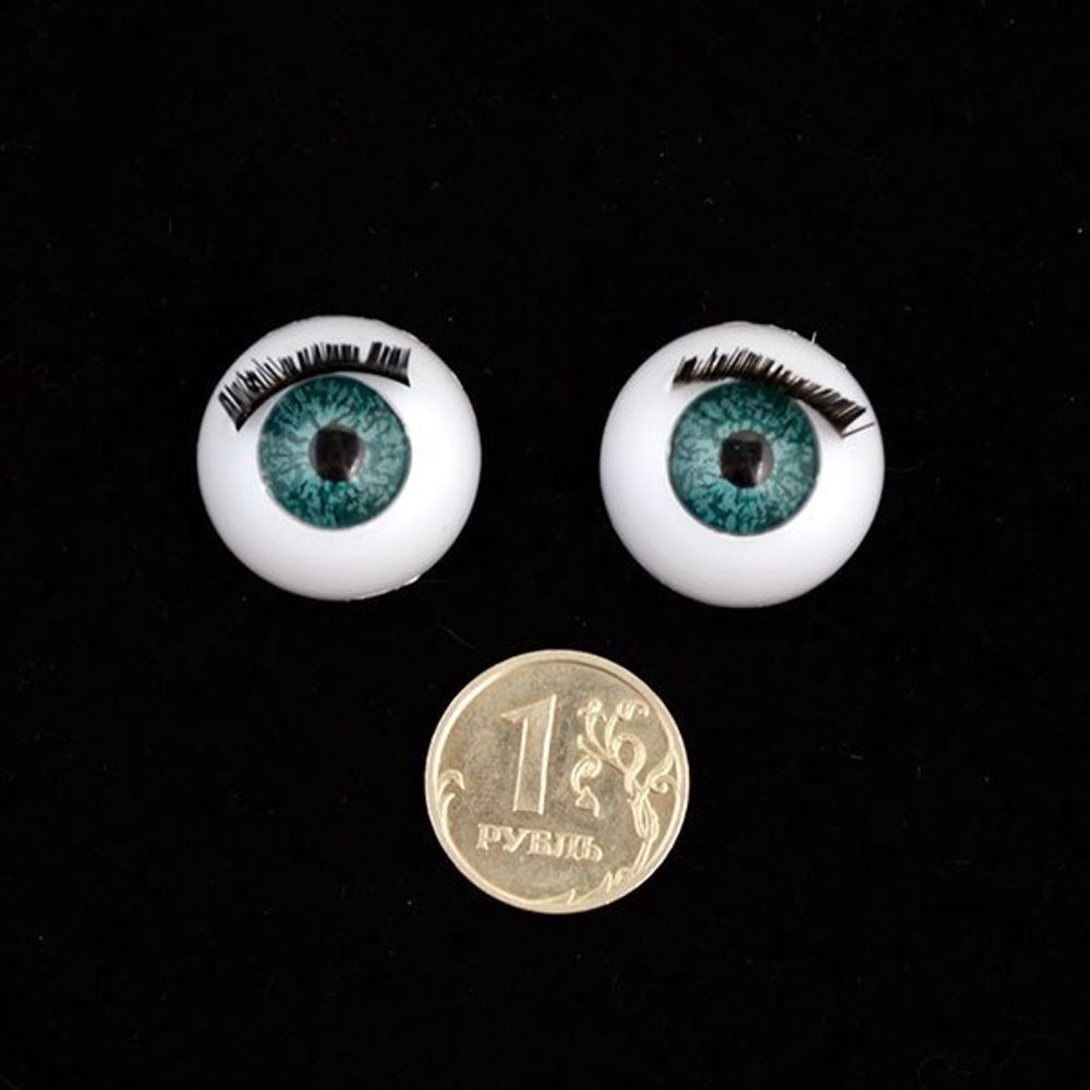 Глаза для кукол и игрушек с ресницами, TR-22, цв. зеленый, уп. 10 шт