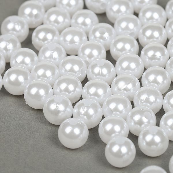 Бусины пластик (перламутр) ⌀12 мм, цв.033 белоснежный, уп.50г (53 шт), Magic4Hobby