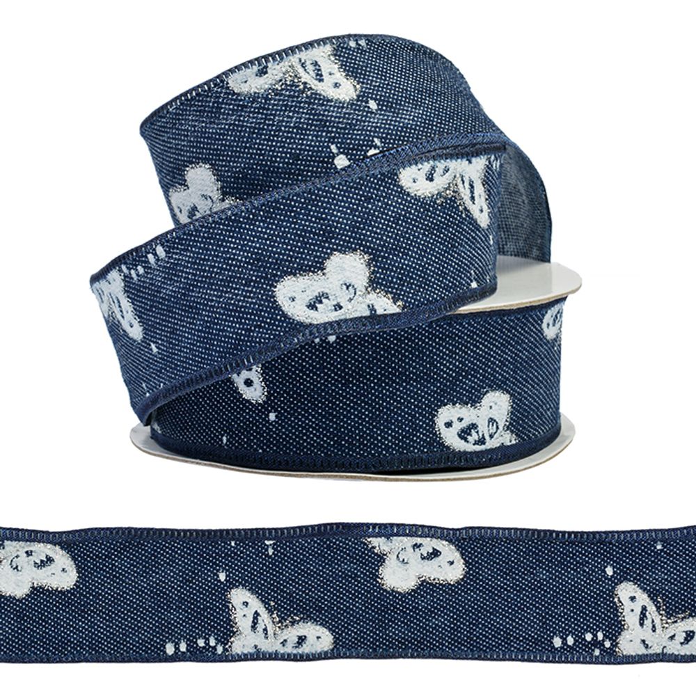 Лента джинсовая с рисунком, MJL011, 25 мм, уп. 9,14 м