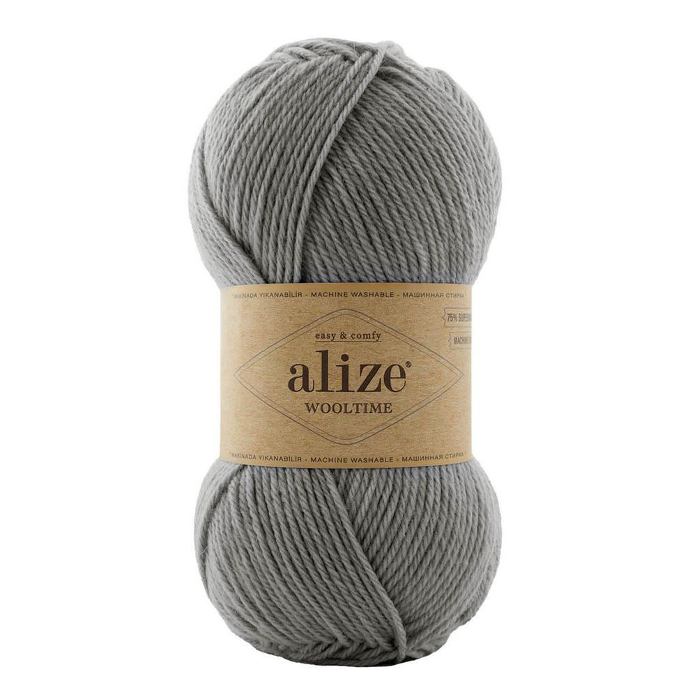 Пряжа Alize (Ализе) Wooltime / уп.5 мот. по 100 г, 200 м, 21 серый