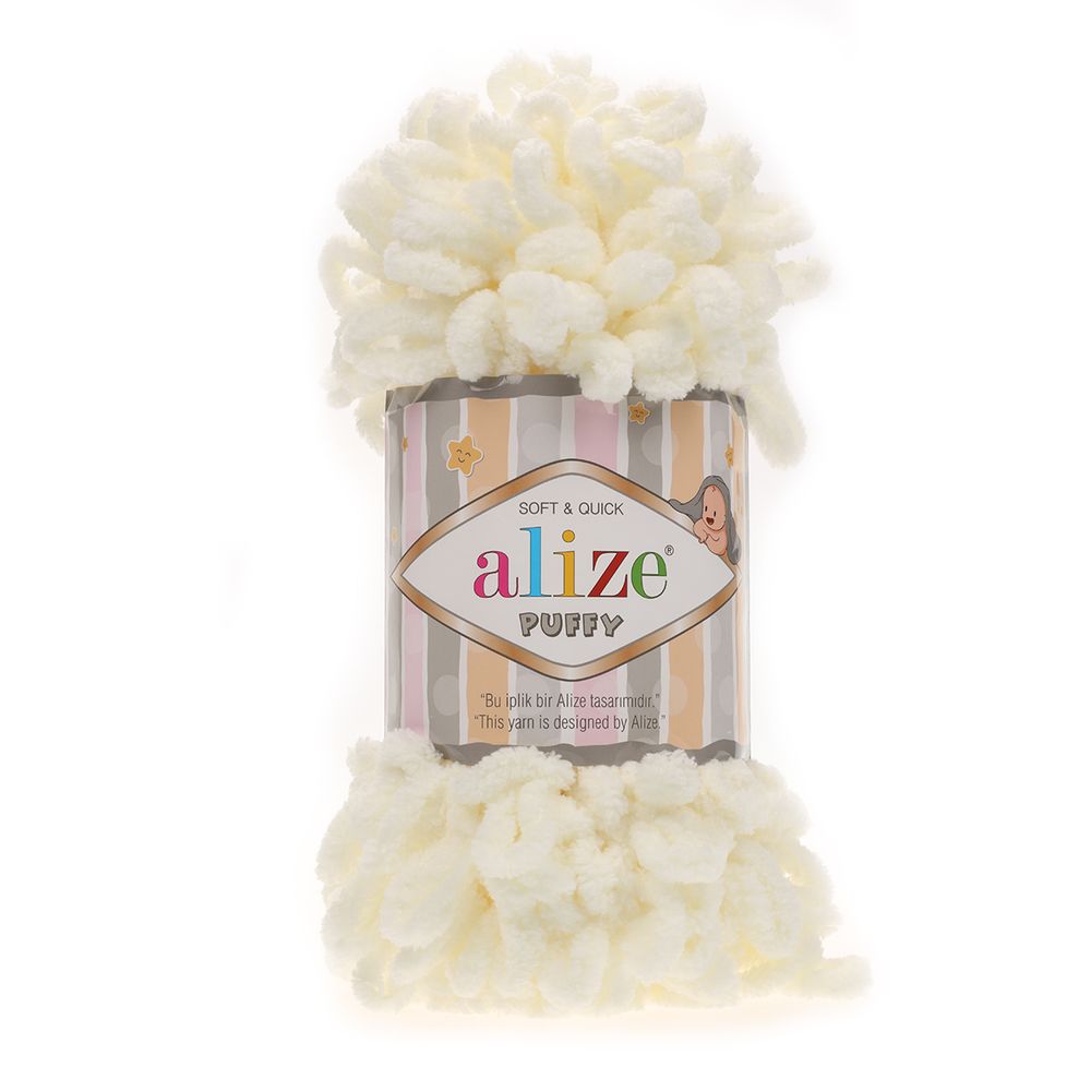 Пряжа Alize (Ализе) Puffy / уп.5 мот. по 100 г, 9м, 62 молочный /TOS/