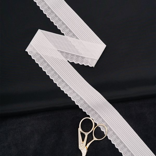 Кружево эластичное (стрейч) 40 мм / 13.72 метра, белый, 3AR3781