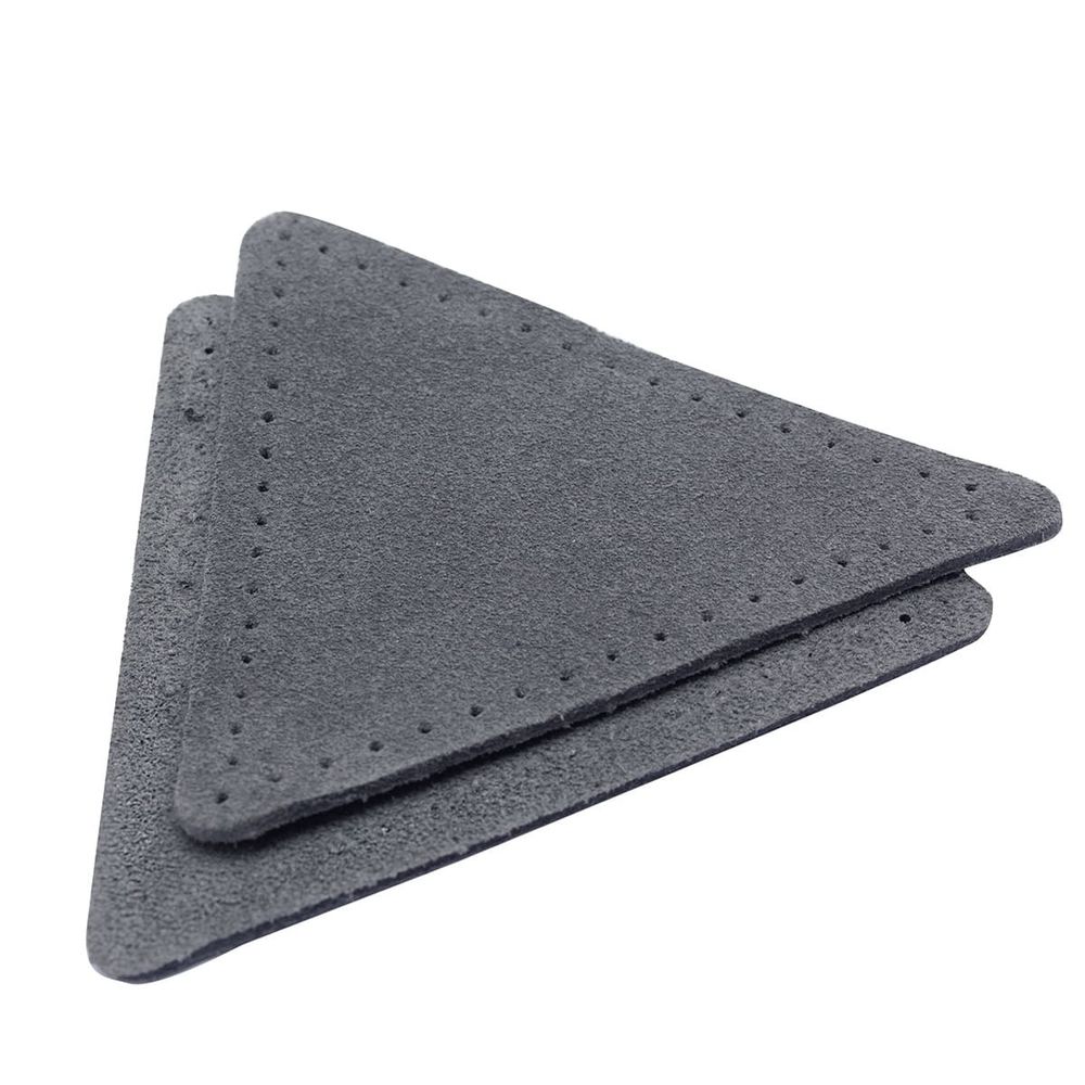 Заплатки пришивные из замши, треугольник равносторонний 8см с перфорацией, 2 шт, 100% кожа, 26 серый, 59126