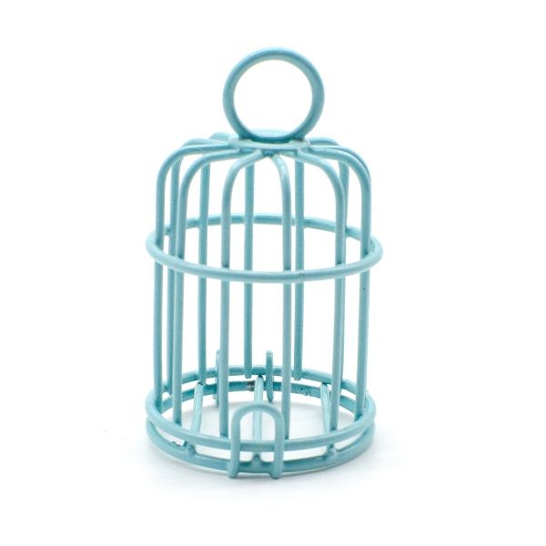 Миниатюра кукольная: Клетка (4,5х3,5), металл, бирюзовый Y-4535/2