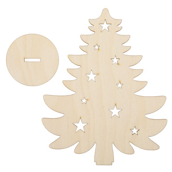 Заготовка из фанеры на подставке Елка пушистая, 15х12х0.3 см, Mr.Carving ВД-1243