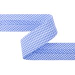 Косая бейка хлопковая 20 мм / 5 шт по 5.4 метра, №049C голубой/клетка, Gamma GBF-20