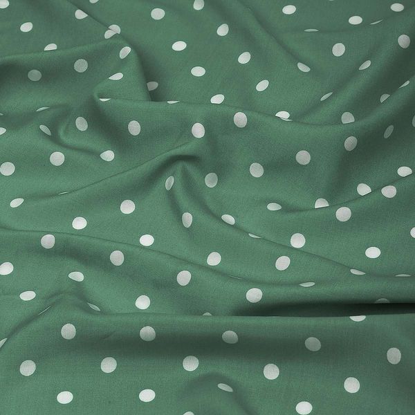 Штапель в горошек 90 г/м², 145 см / 2 метра, TBY.Vidt.05 цв.зеленый