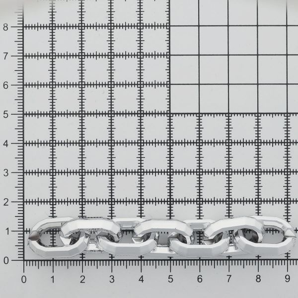 Цепь пластик 10 см, размер звена 23х15 мм, серебро, S090502