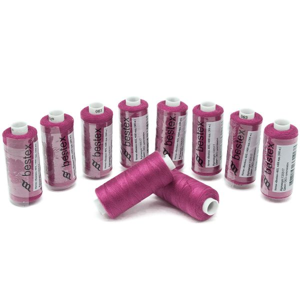 Нитки швейные бытовые Bestex 40/2, 365 м (400 ярд) / 10 кат., 063 маджента