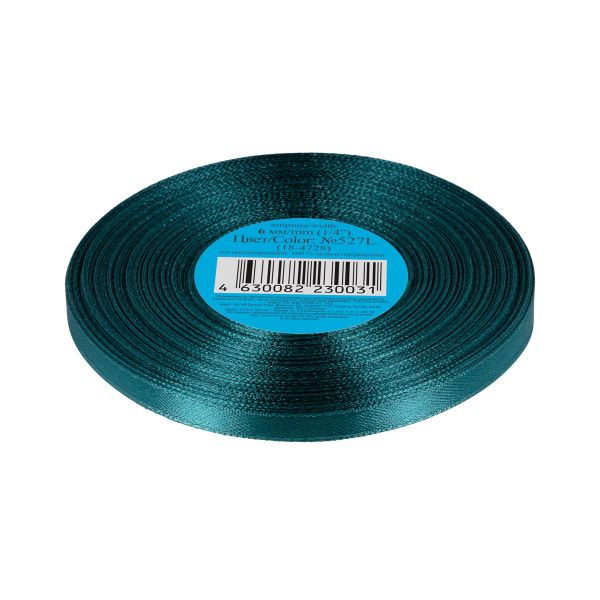 Лента атласная 1-сторонняя 6.0 мм / 33±2 метра, №527L(18-4728) т.зеленый, Gamma