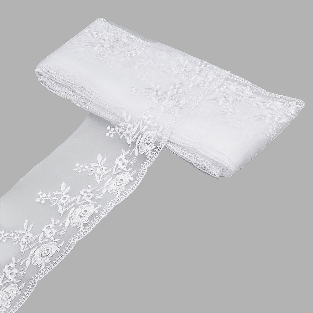 Кружево капроновое 110 мм / 3.4 метра ±4 см, белый, 0574-5001