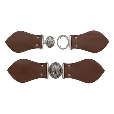 Фурнитура застежка для кардигана кожаная №4 коричневая 26,5см (черный никель), 2 шт