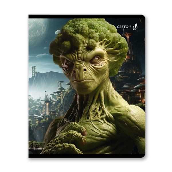 Тетрадь ученическая общая, глянцевая ламинация, A5+ 48 л. на скобе 65 г/м², белизна 100 %, 10 шт, клетка, 00988 Гости из будущего, Светоч 48Т11