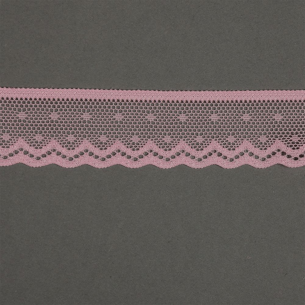 Кружево эластичное (стрейч) 25 мм, 8028, цв.F134 розовый уп.50м, Kruzhevo