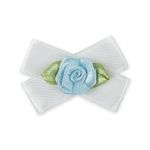 Цветок розочка атласная на банте Blitz 17, 10 шт, 18 голубой-белый