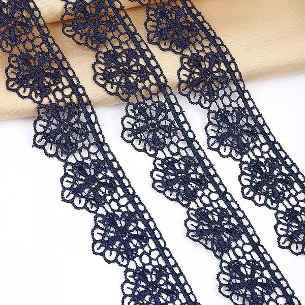 Кружево гипюр (плетёное) 30 мм / 9 метров, арт.TR.2812, цв.4 т.синий