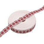 Лента (тесьма) жаккардовая 24.0 мм / 25±1 метров, рис.9623, 1 белый/красный/черный, С1852Г17