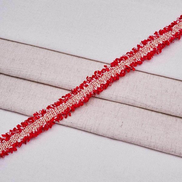 Тесьма твидовая Шанель с люрексом 2 см / 41,2м, 16 темно-красный, 3AR2651