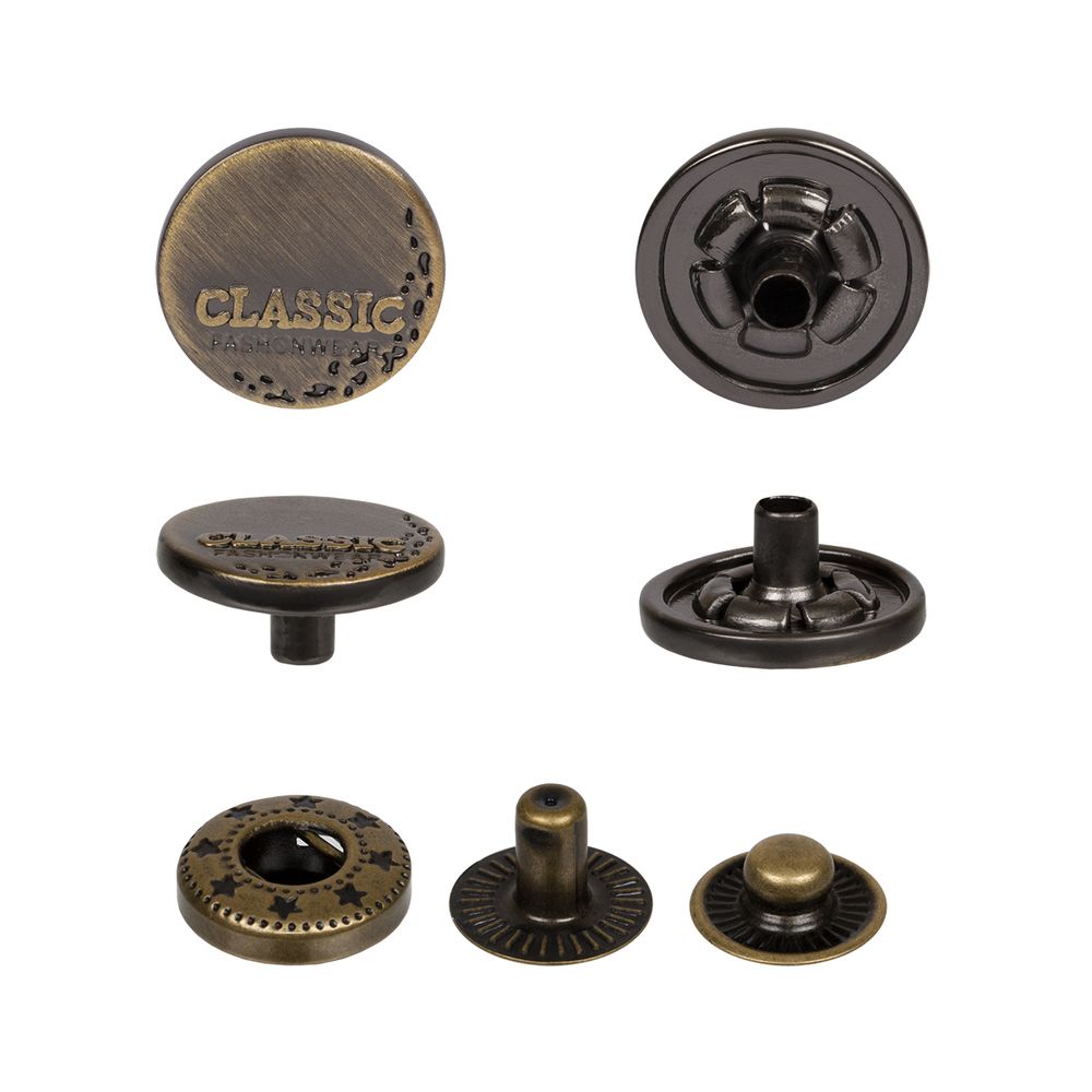 Кнопка Альфа (S-образная) ⌀12.5 мм, 36 шт, металл, нерж., 12 шлифованная бронза, MIKRON JK 007