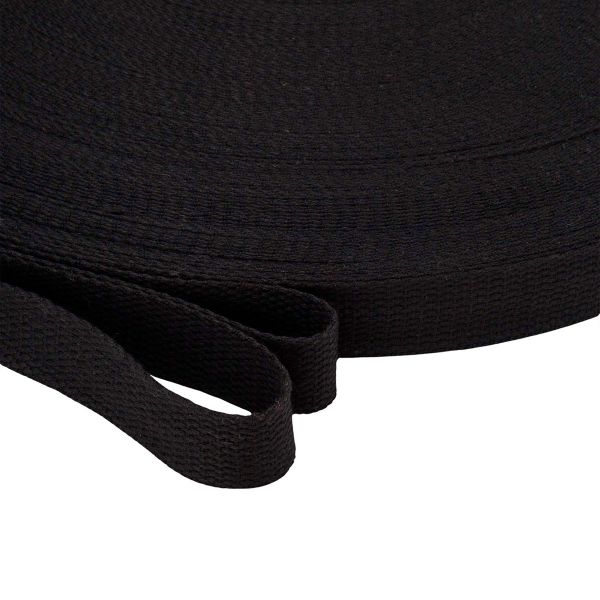 Стропа (ременная лента) 26 мм / 100 метров, [17.55 г/пог.м], матовая, имитация хлопка, 17 черный, 3Al357