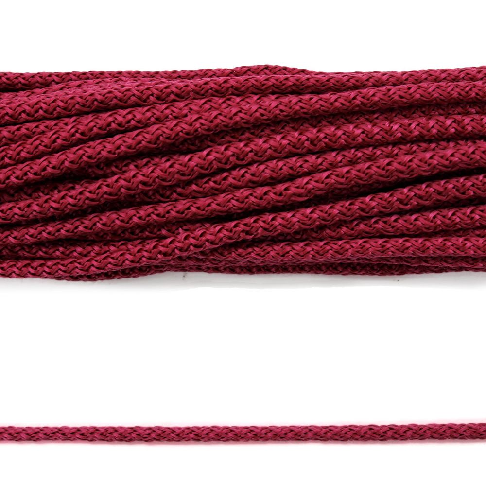 Шнур полипропилен круглый вязаный ⌀6.0 мм / 100 метров, 6-24 бордовый светлый