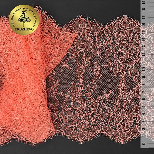 Кружево шантильи (реснички) 170 мм, диз. 818, цв.5 оранжево-розовый, уп. 3 м, Kruzhevo