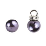 Пуговицы на ножке Жемчужина со стразами 8мм (сиреневый/серебро), 50 шт