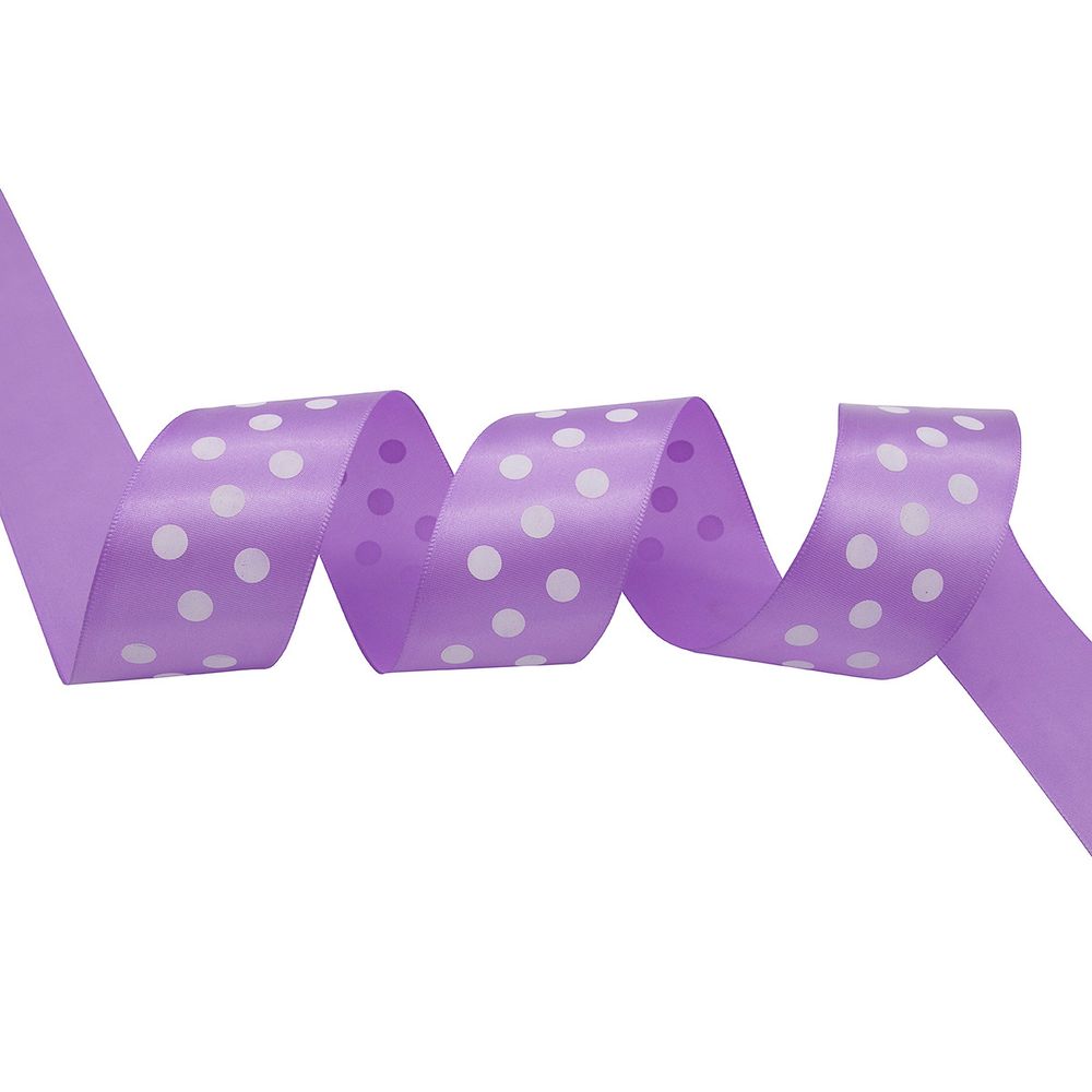 Лента атласная в горошек 45.0 мм / 22.5±1 метров, сиреневый, Globus