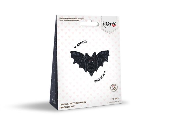 Набор для вышивания Klart 10-042, Брошь. Летучая мышь, 7.5х4.5 см