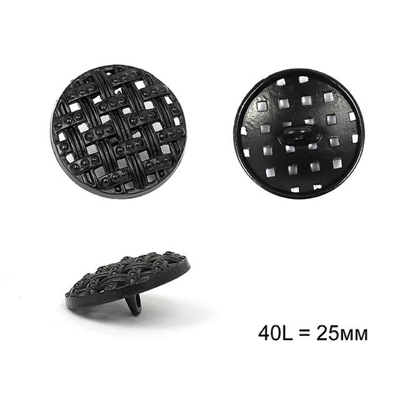Пуговицы на ножке металл С-ME325 цв.черный 40L-25мм, 12 шт