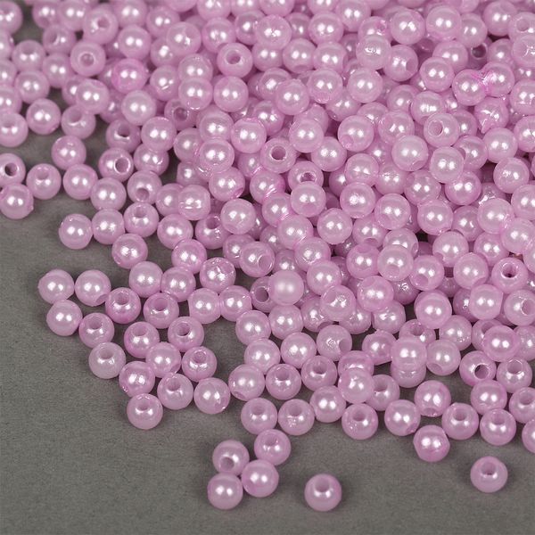 Бусины пластик (перламутр) ⌀4 мм, цв.092 сиреневый уп.50г (1500 шт), Magic4Hobby
