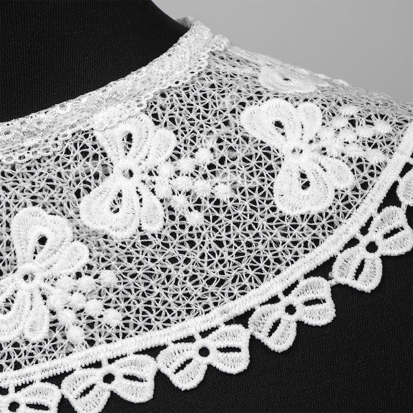 Накладной кружевной воротник 30х35 см, матовая нить Kruzhevo TBY.13/189, цв.белый уп.1шт