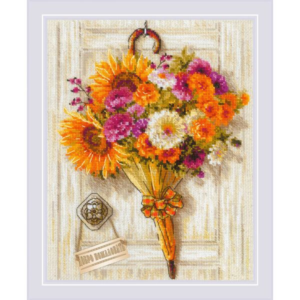 Набор для вышивания нитками Риолис 2276, Осенний зонт 24х30 см