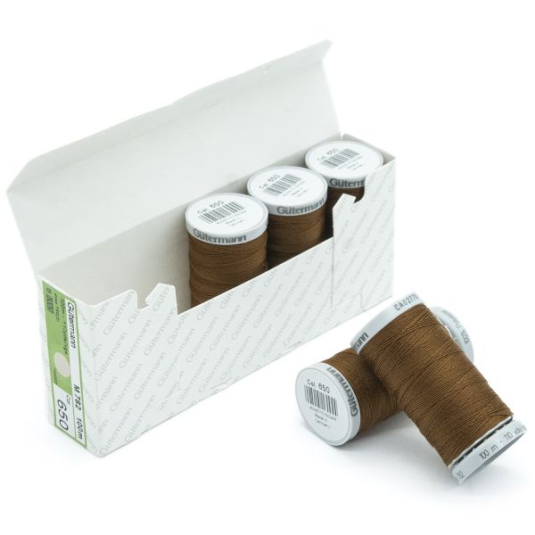 Нитки суперкрепкие Gutermann Extra Strong M782, 100м, 650 золотисто-каштановый, 5 катушек