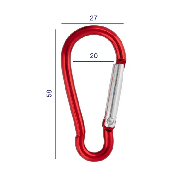 Карабин металл 20.0 мм (58х27 мм), 10 шт, 12 красный, Gamma GH 120/25/10
