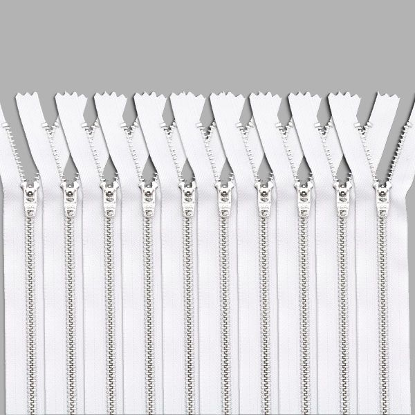 Молния металл джинсовая Т5 (5 мм) 1 зам., н/раз., 18 см, белый, 39142/18-Н, 10 шт